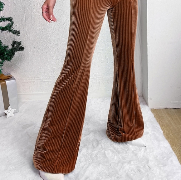 Toasted Toffee Ribbed Bootcut Pants - Picture 7 of 10